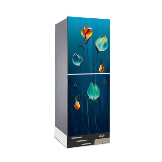 VISION Glass Door Refrigerator RE-240 Liter Cyclamen Leaf Top Mount